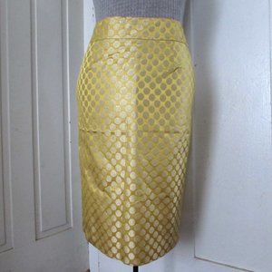 J. CREW Yellow and Metallic Gold Polka Dots Skirt